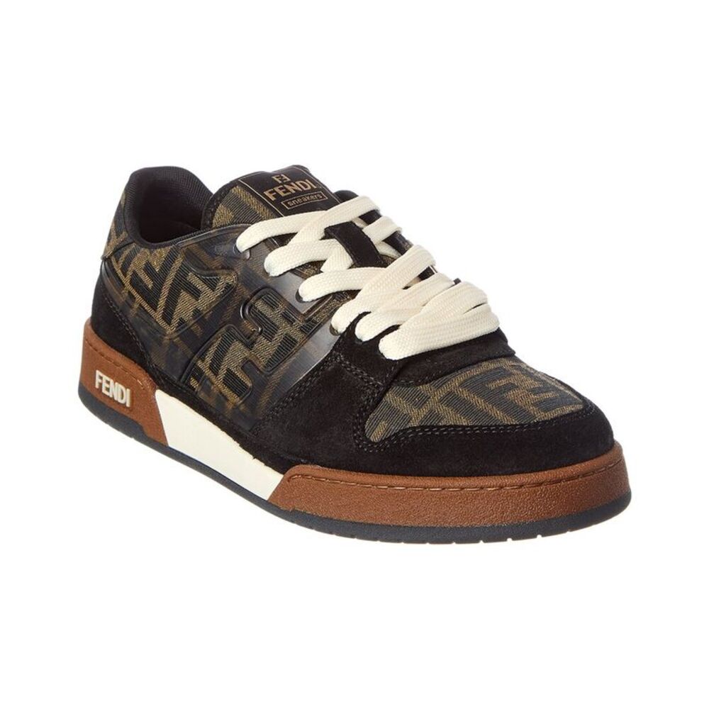Fendi Match Ff & Suede Sneaker, Brown